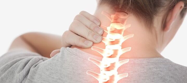 Osteochondrosis of the cervical spine, accompanied by neck pain. 